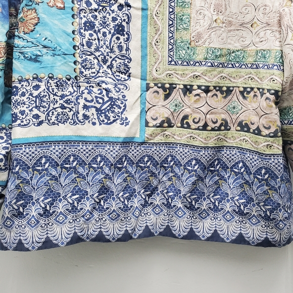 Coldwater Creek Silk Mixed Print Patchwork ButtonUp Jacket Size M - Picture 8 of 16